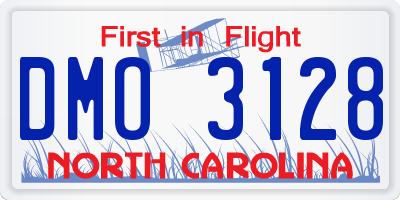 NC license plate DMO3128