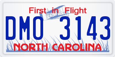 NC license plate DMO3143