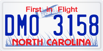 NC license plate DMO3158