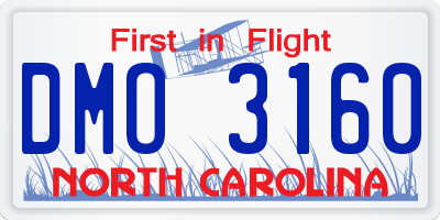 NC license plate DMO3160