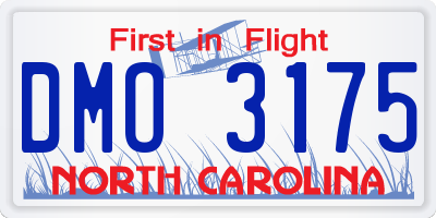 NC license plate DMO3175