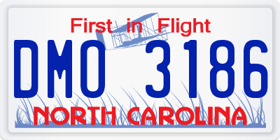 NC license plate DMO3186