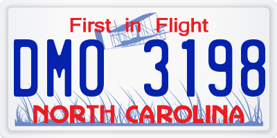 NC license plate DMO3198