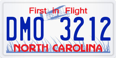 NC license plate DMO3212