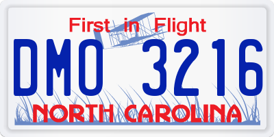 NC license plate DMO3216