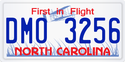 NC license plate DMO3256