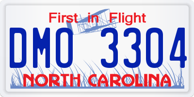 NC license plate DMO3304