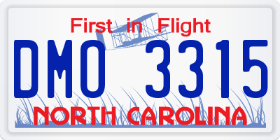 NC license plate DMO3315