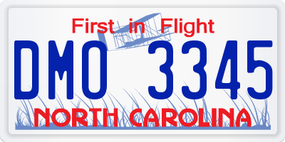 NC license plate DMO3345