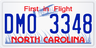 NC license plate DMO3348