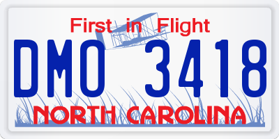 NC license plate DMO3418