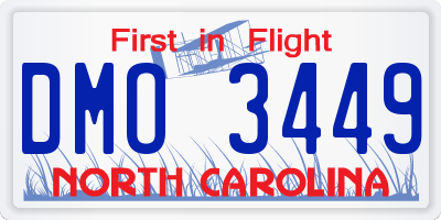 NC license plate DMO3449