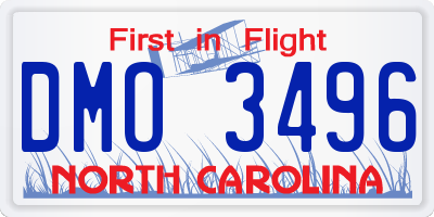 NC license plate DMO3496