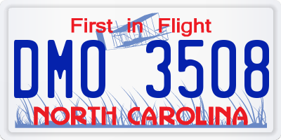 NC license plate DMO3508