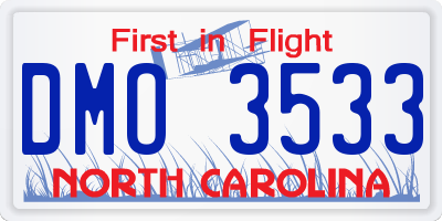 NC license plate DMO3533
