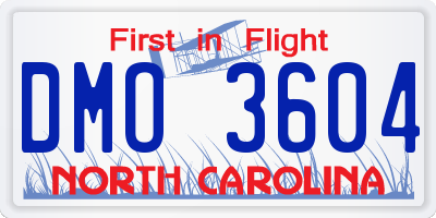 NC license plate DMO3604