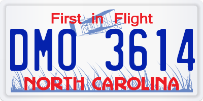 NC license plate DMO3614