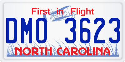 NC license plate DMO3623