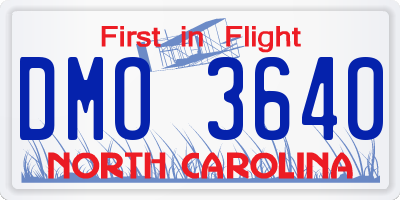 NC license plate DMO3640