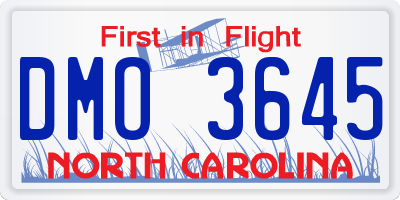NC license plate DMO3645