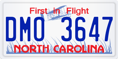 NC license plate DMO3647