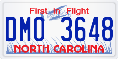 NC license plate DMO3648