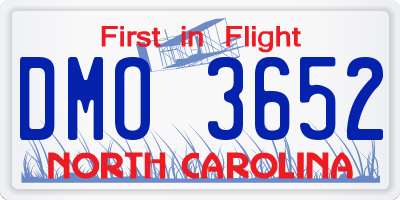 NC license plate DMO3652