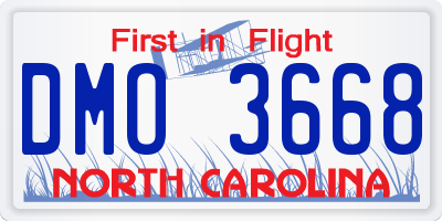 NC license plate DMO3668