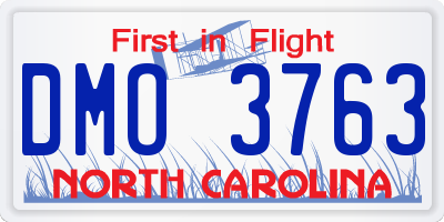 NC license plate DMO3763