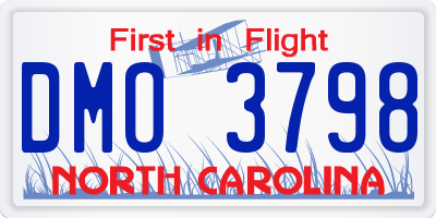 NC license plate DMO3798