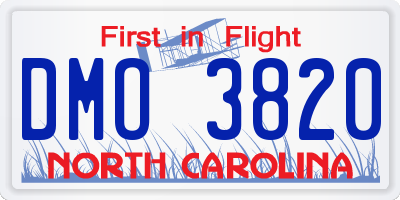 NC license plate DMO3820