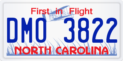 NC license plate DMO3822