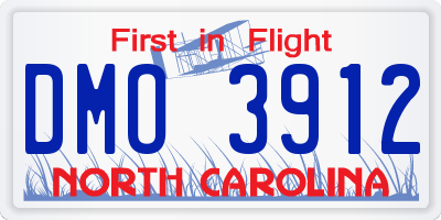 NC license plate DMO3912