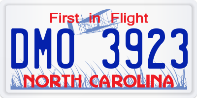 NC license plate DMO3923