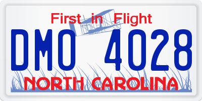 NC license plate DMO4028