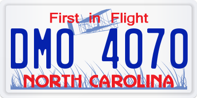 NC license plate DMO4070