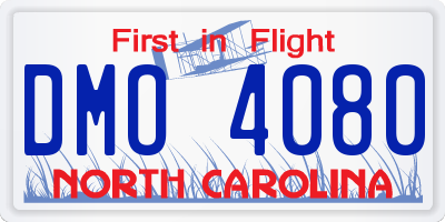 NC license plate DMO4080