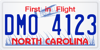 NC license plate DMO4123