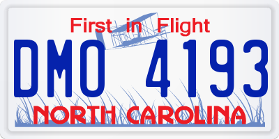 NC license plate DMO4193