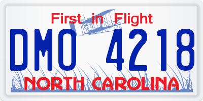 NC license plate DMO4218