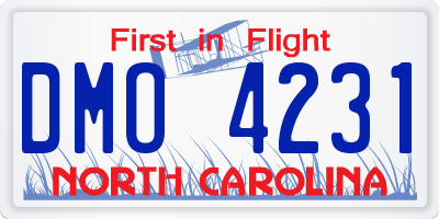 NC license plate DMO4231
