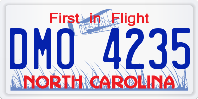 NC license plate DMO4235