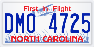 NC license plate DMO4725