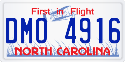 NC license plate DMO4916