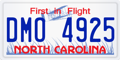 NC license plate DMO4925