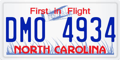 NC license plate DMO4934