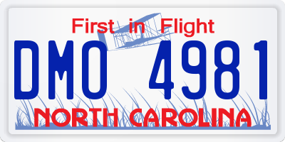 NC license plate DMO4981