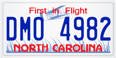NC license plate DMO4982