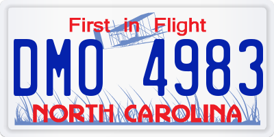 NC license plate DMO4983