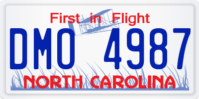 NC license plate DMO4987